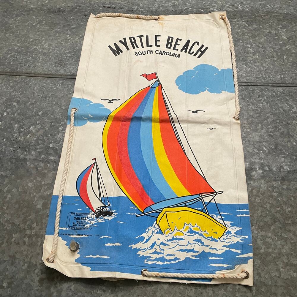 Vintage 80s Myrtle Beach South Carolina Canvas Float Sailboat Marsco 1986 Pool